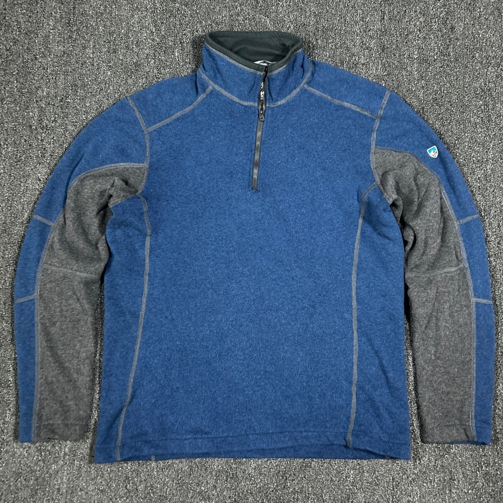 Kuhl Interceptr 1/4 Zip Fleece Pullover Mens Large Blue Gray Excellent Outdoor